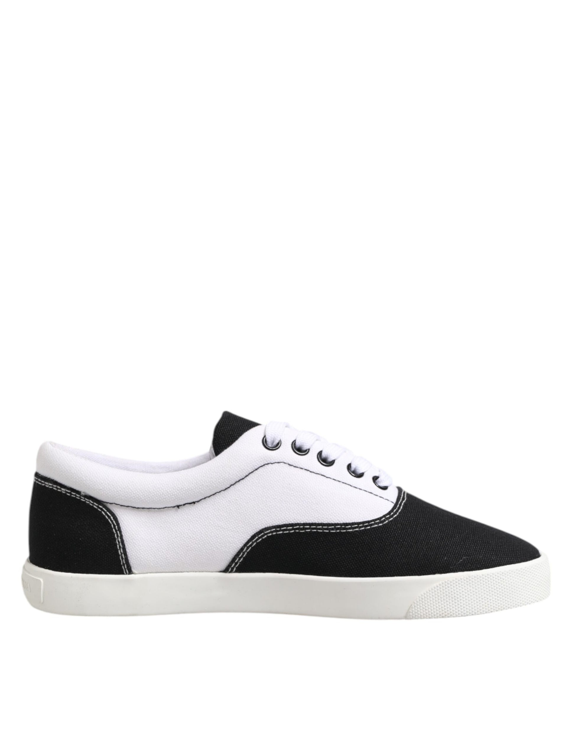 Dolce & Gabbana Black Cotton Canvas Lace Up Men Sneakers Shoes by Dolce & Gabbana