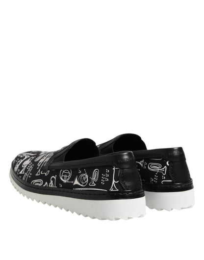 Mocassins imprimés noirs Dolce &amp; Gabbana pour homme