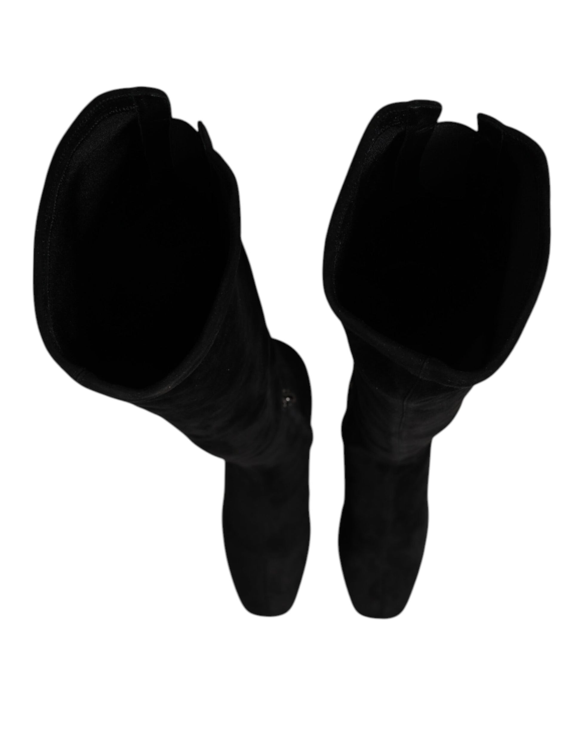 Dolce & Gabbana Black Suede Leather Knee High Boots Shoes by Dolce & Gabbana