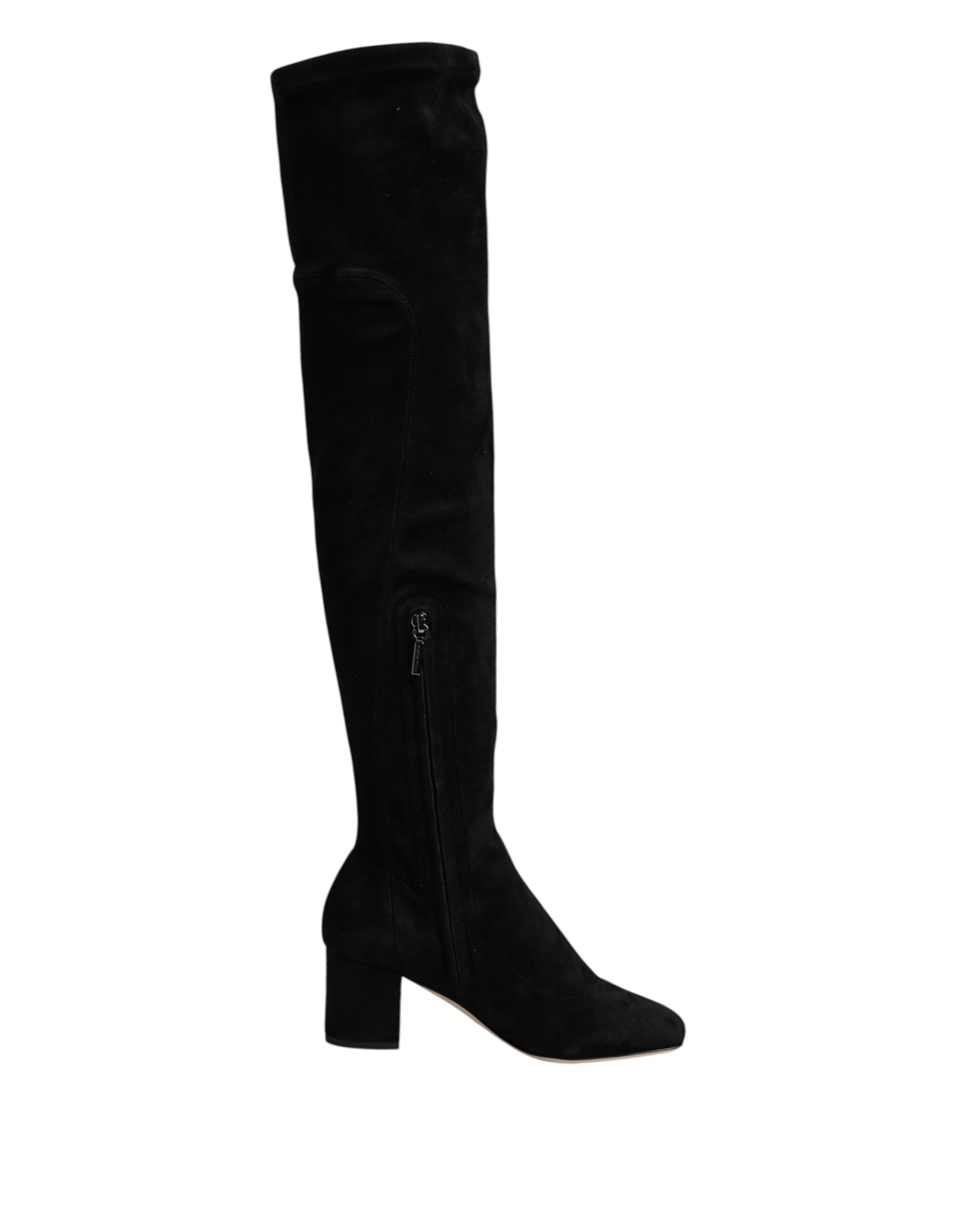 Dolce & Gabbana Black Suede Leather Knee High Boots Shoes by Dolce & Gabbana