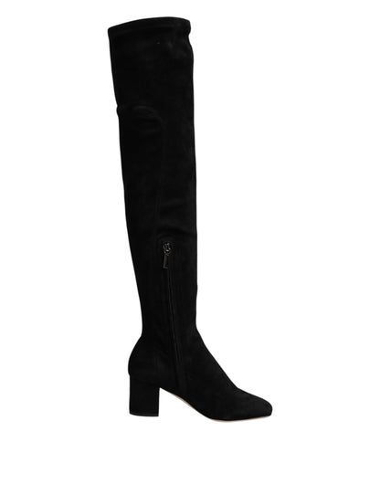 Dolce & Gabbana Black Suede Leather Knee High Boots Shoes by Dolce & Gabbana