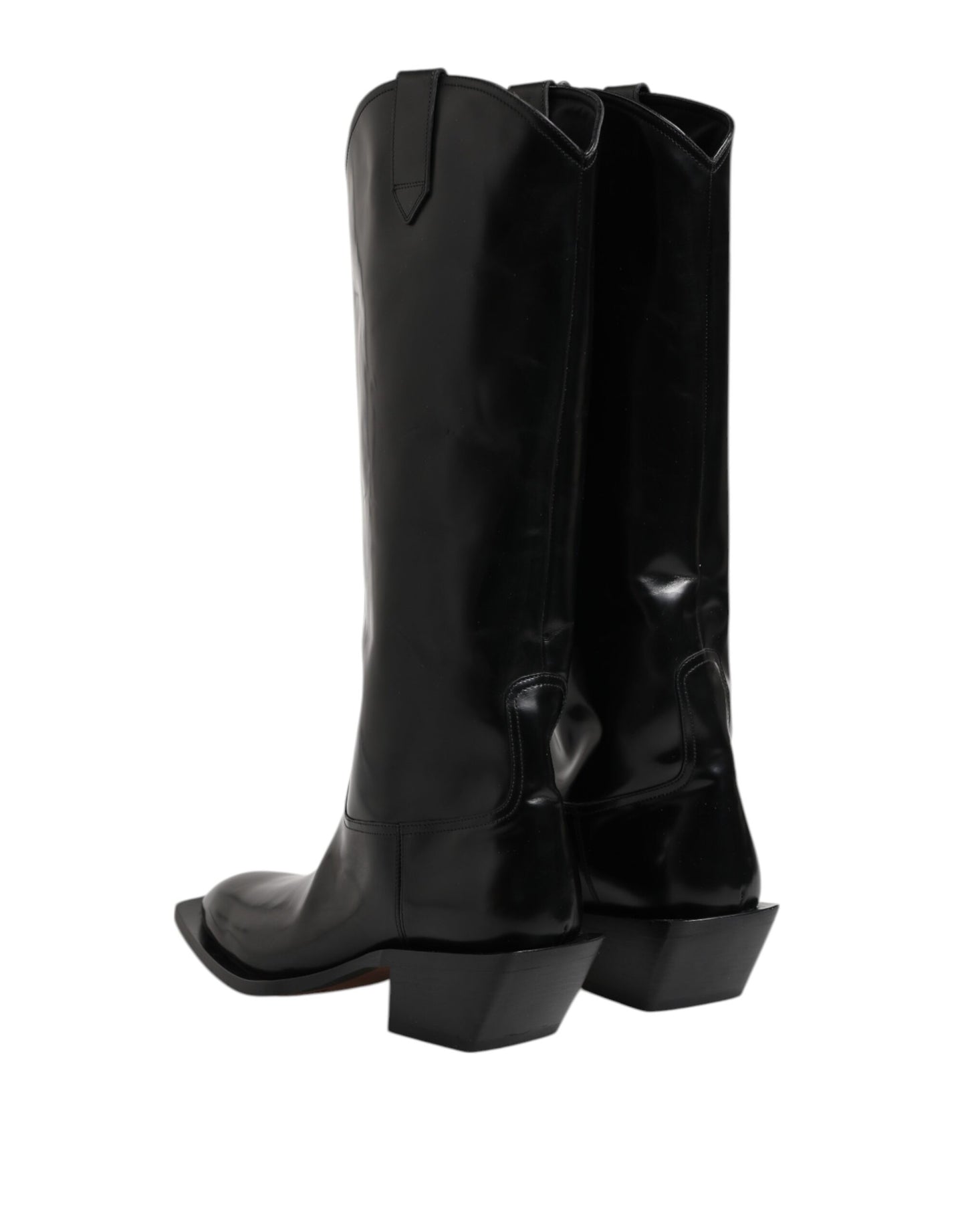 Dolce & Gabbana Black Calfskin Leather Logo High Boots Shoes by Dolce & Gabbana