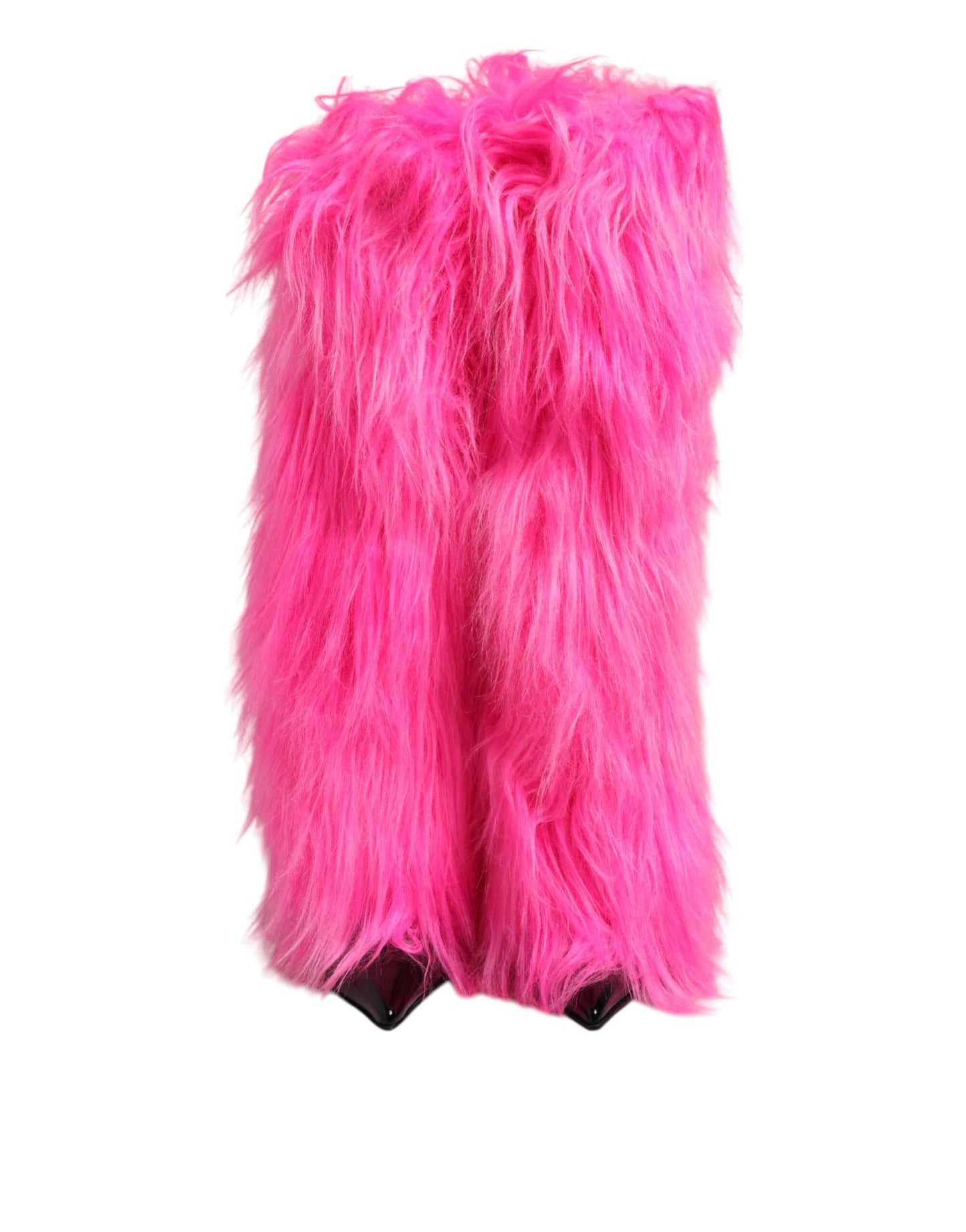 Dolce & Gabbana Pink Faux Fur Leather High Heels Boots Shoes by Dolce & Gabbana