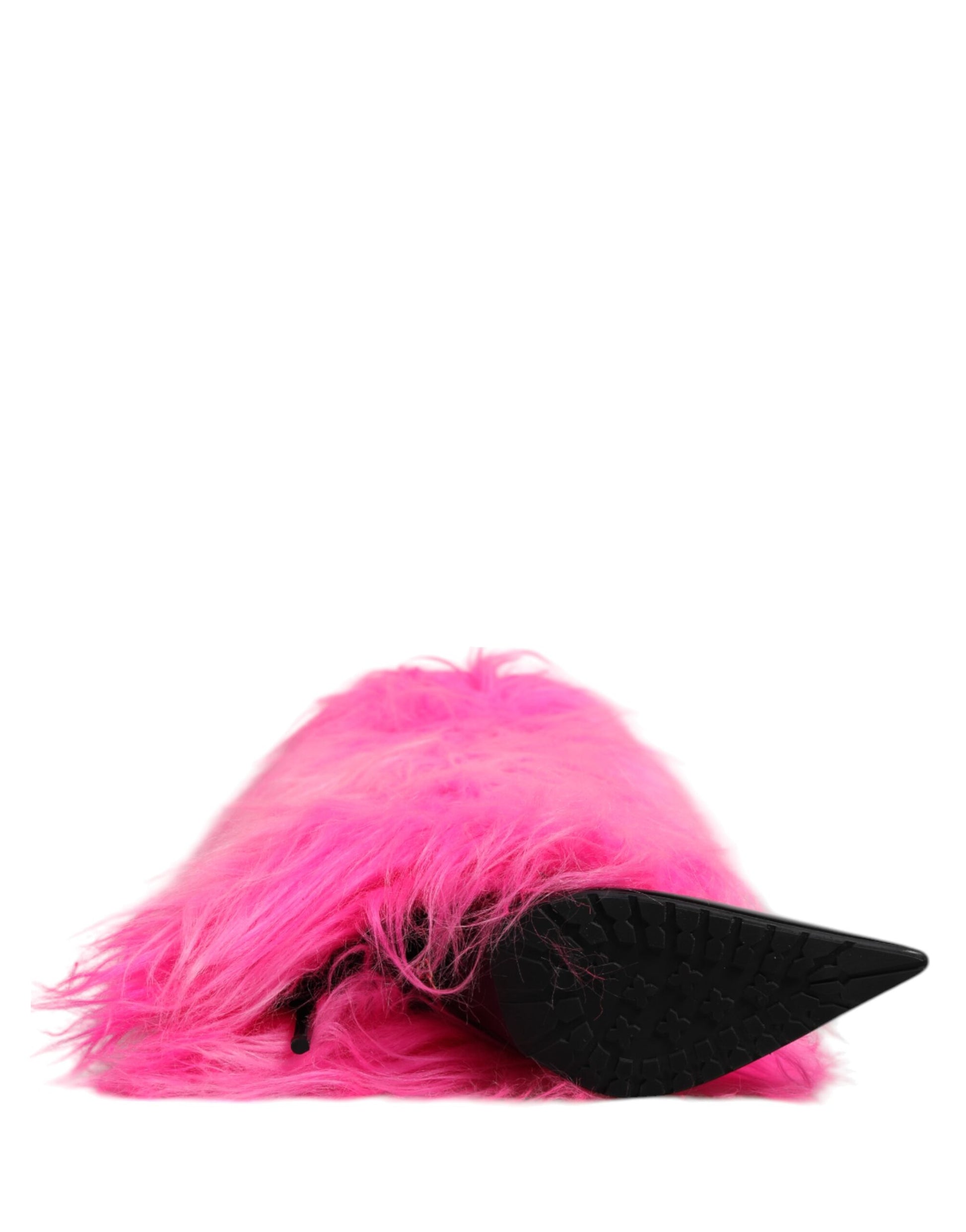 Dolce & Gabbana Pink Faux Fur Leather High Heels Boots Shoes by Dolce & Gabbana