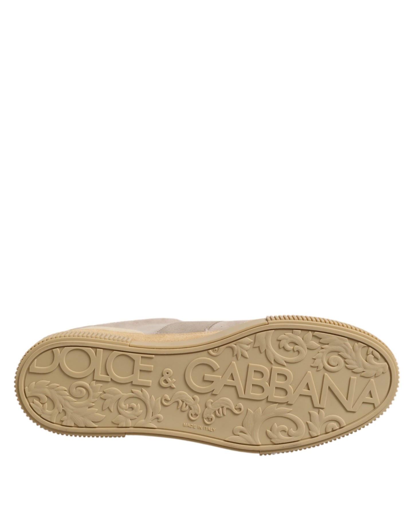 Dolce & Gabbana Beige Leather Low Top Lace Up Sneakers Shoes by Dolce & Gabbana
