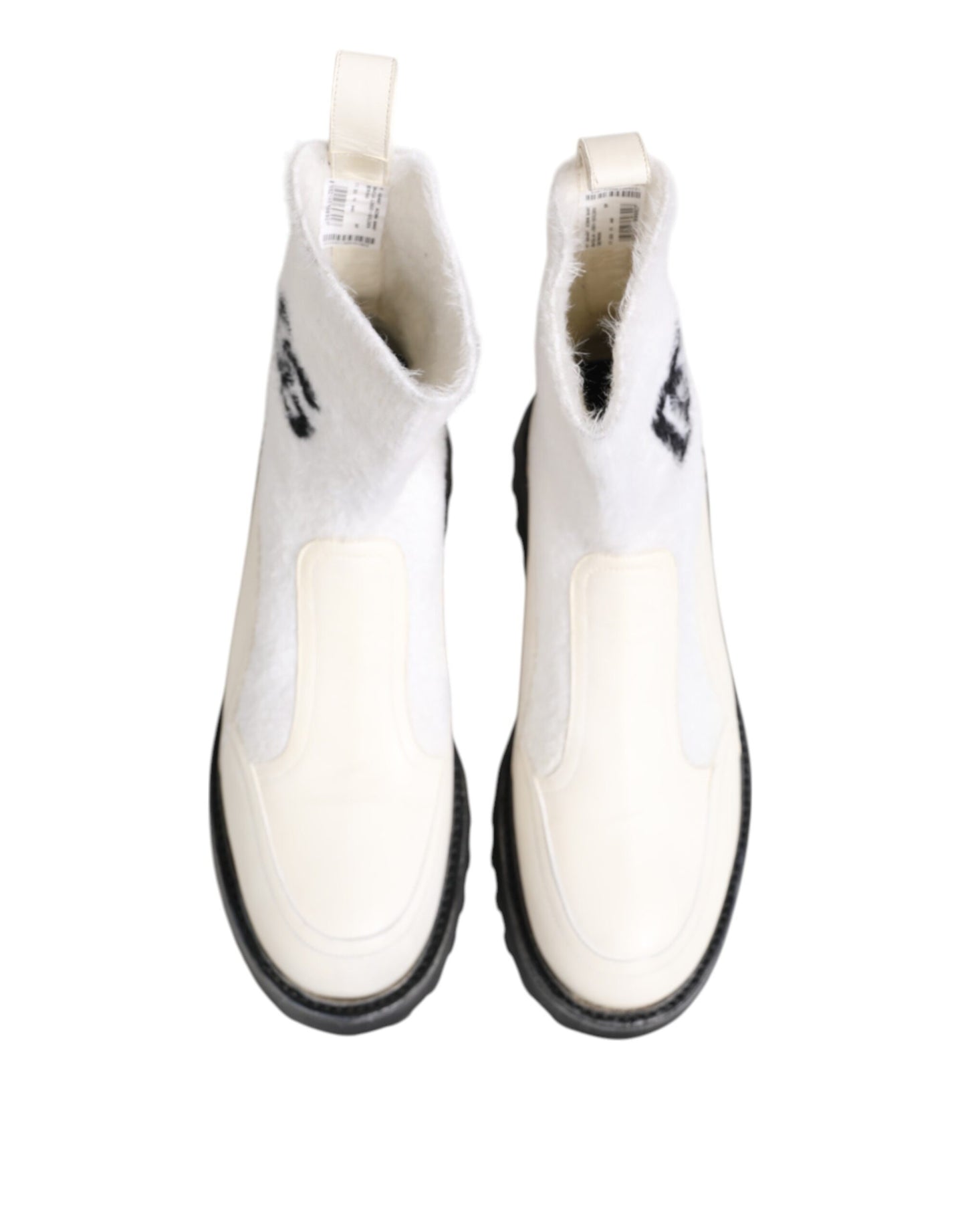 Dolce & Gabbana White Beige DG Logo Mid Calf Boots Shoes by Dolce & Gabbana