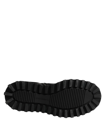 Dolce & Gabbana Black Leather Logo Ankle Boots Lace Up Shoes by Dolce & Gabbana