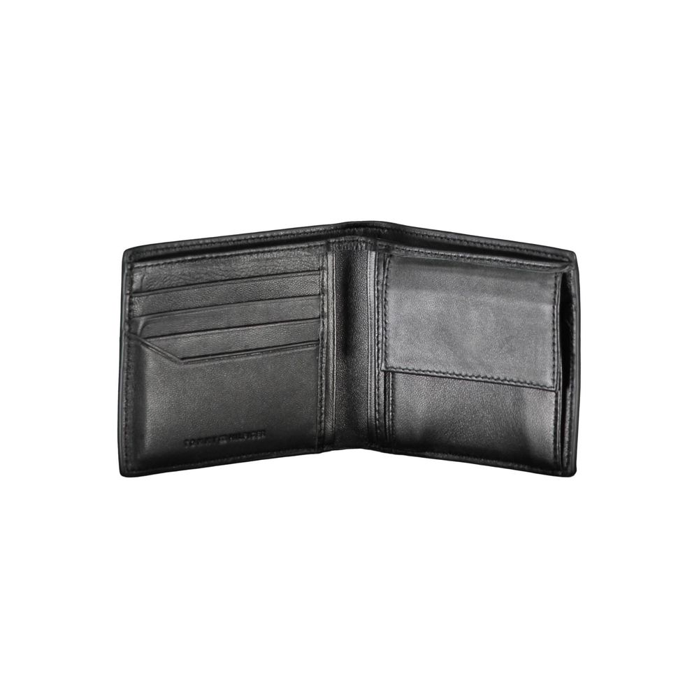 Portefeuille en cuir noir Tommy Hilfiger