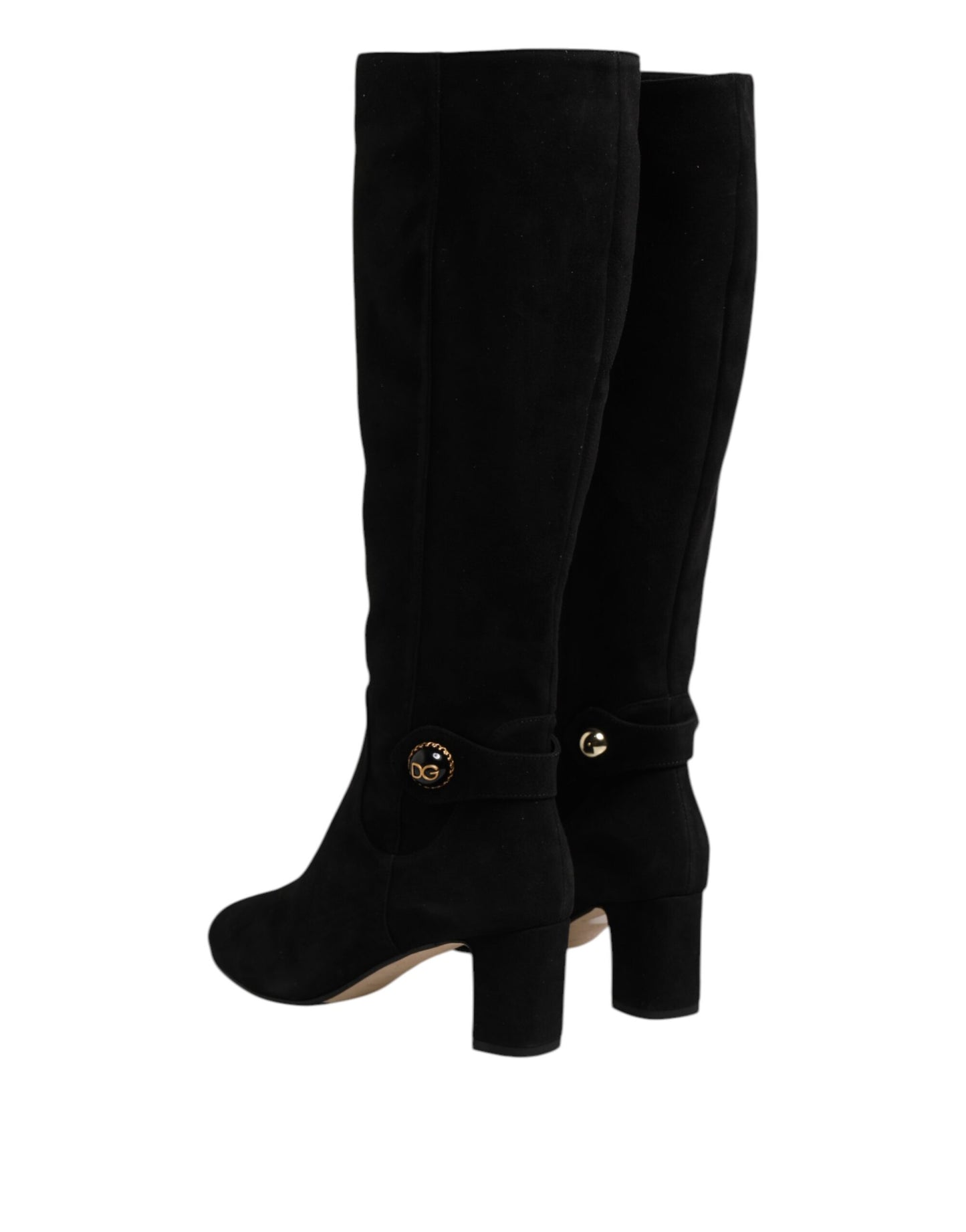Dolce & Gabbana Black Suede Leather Knee High Boots Shoes by Dolce & Gabbana