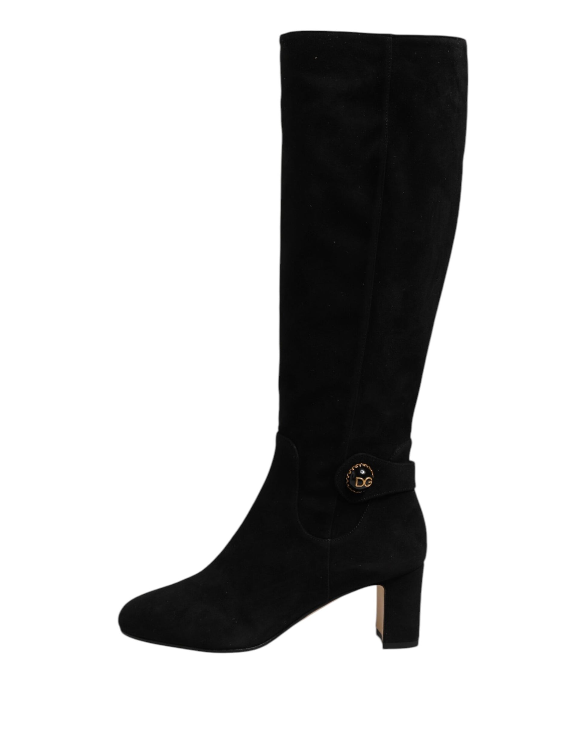 Dolce & Gabbana Black Suede Leather Knee High Boots Shoes by Dolce & Gabbana
