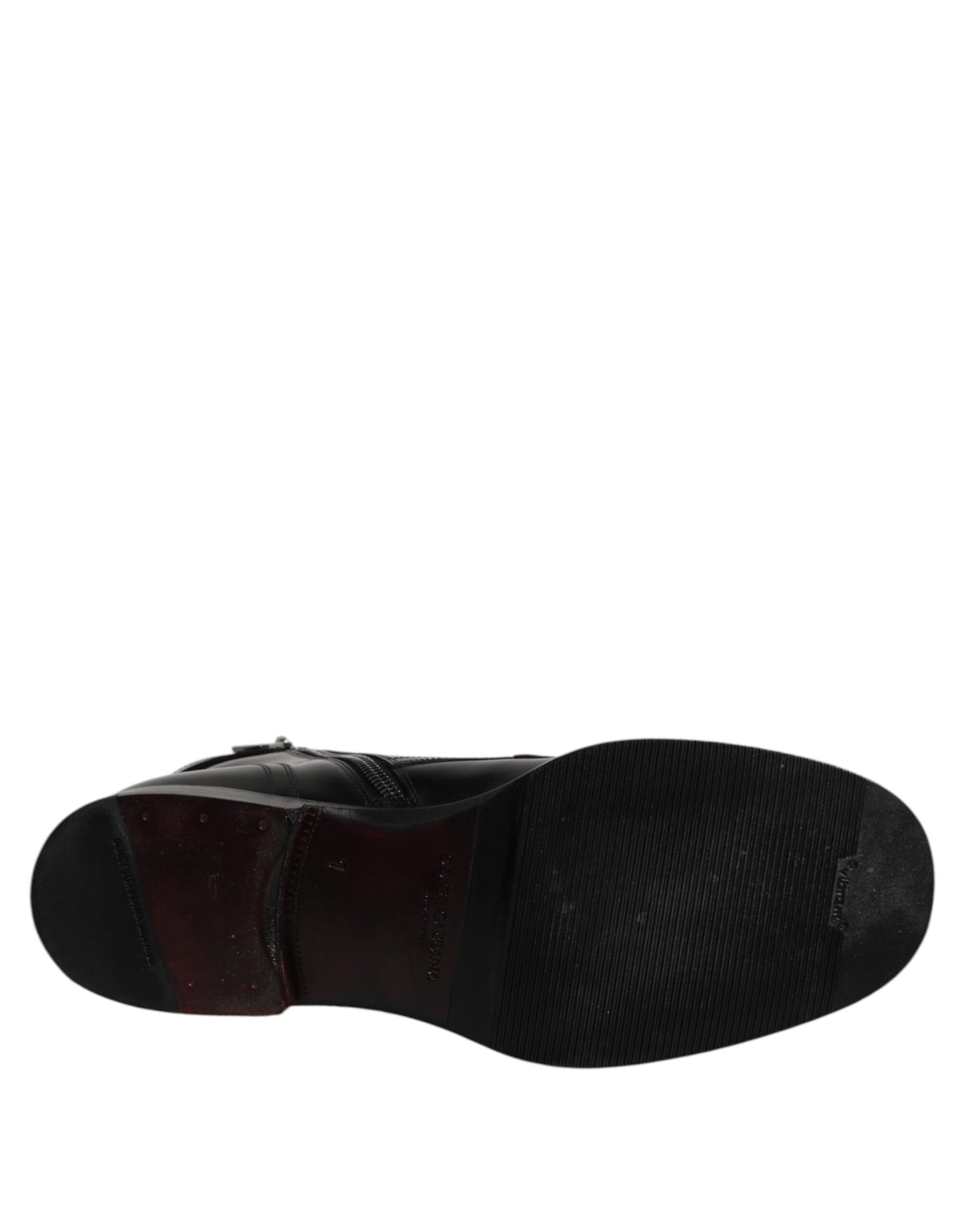 Dolce & Gabbana Black Leather Mid Calf Boots Lace Up Shoes by Dolce & Gabbana