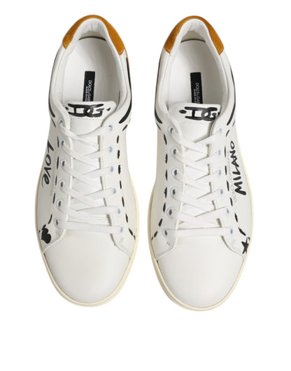 Dolce & Gabbana White Leather MILANO Low Top Sneakers Shoes by Dolce & Gabbana