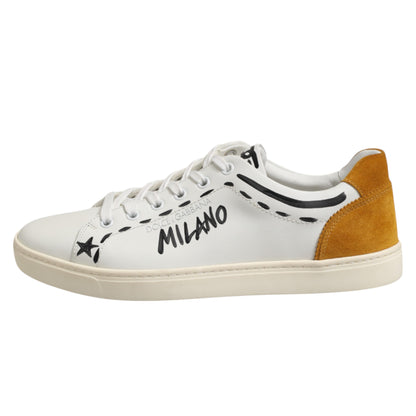 Dolce & Gabbana White Leather MILANO Low Top Sneakers Shoes by Dolce & Gabbana