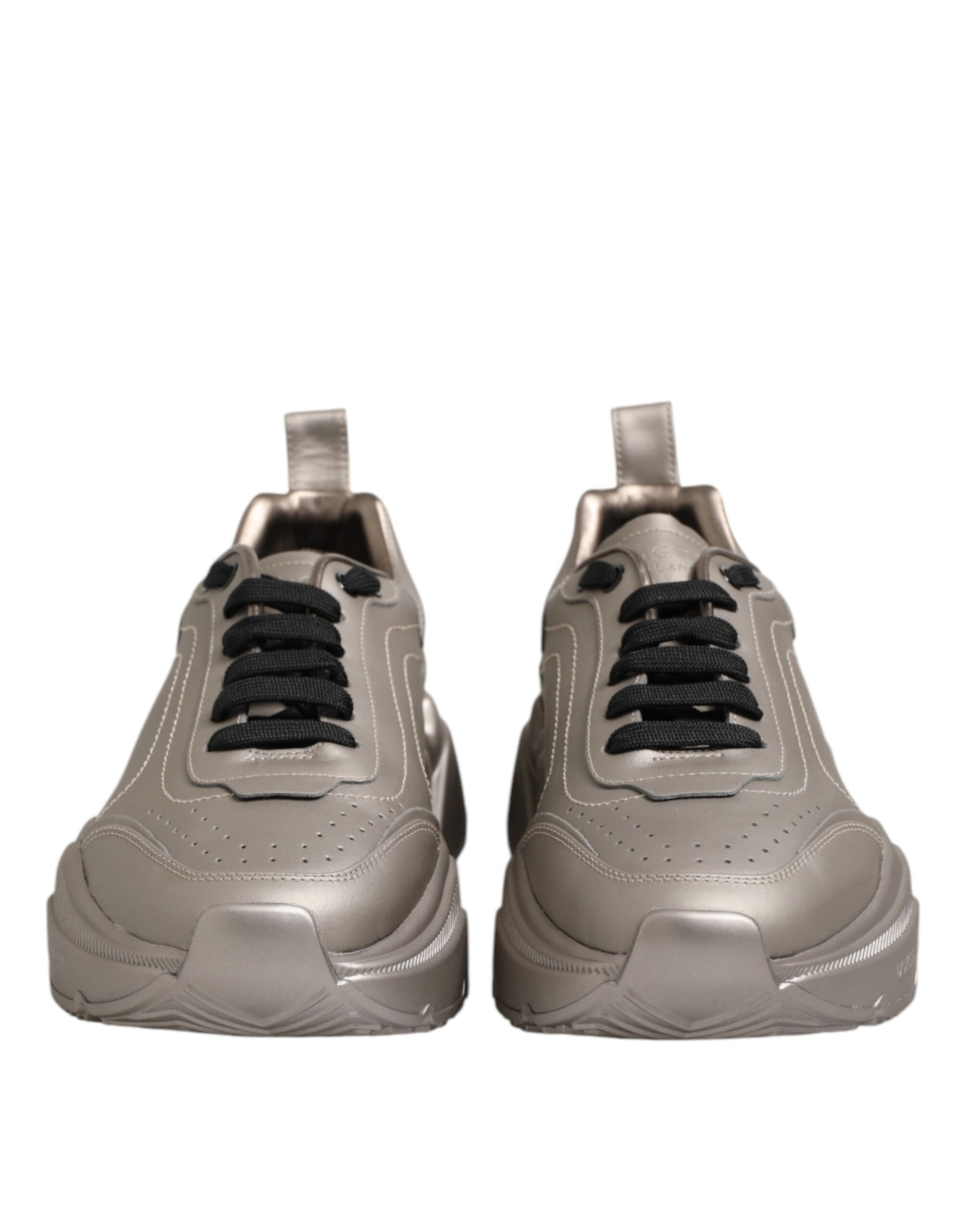 Dolce & Gabbana Silver DAYMASTER Leather Men Sneakers Shoes by Dolce & Gabbana
