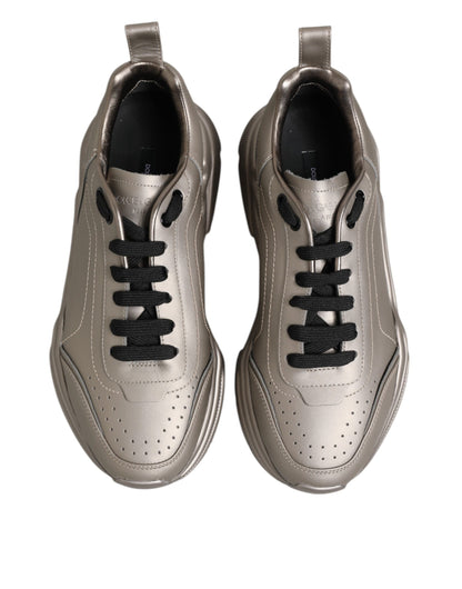 Dolce & Gabbana Silver DAYMASTER Leather Men Sneakers Shoes by Dolce & Gabbana