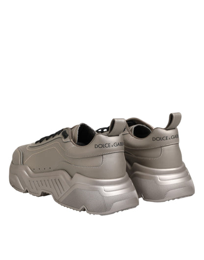 Dolce & Gabbana Silver DAYMASTER Leather Men Sneakers Shoes by Dolce & Gabbana