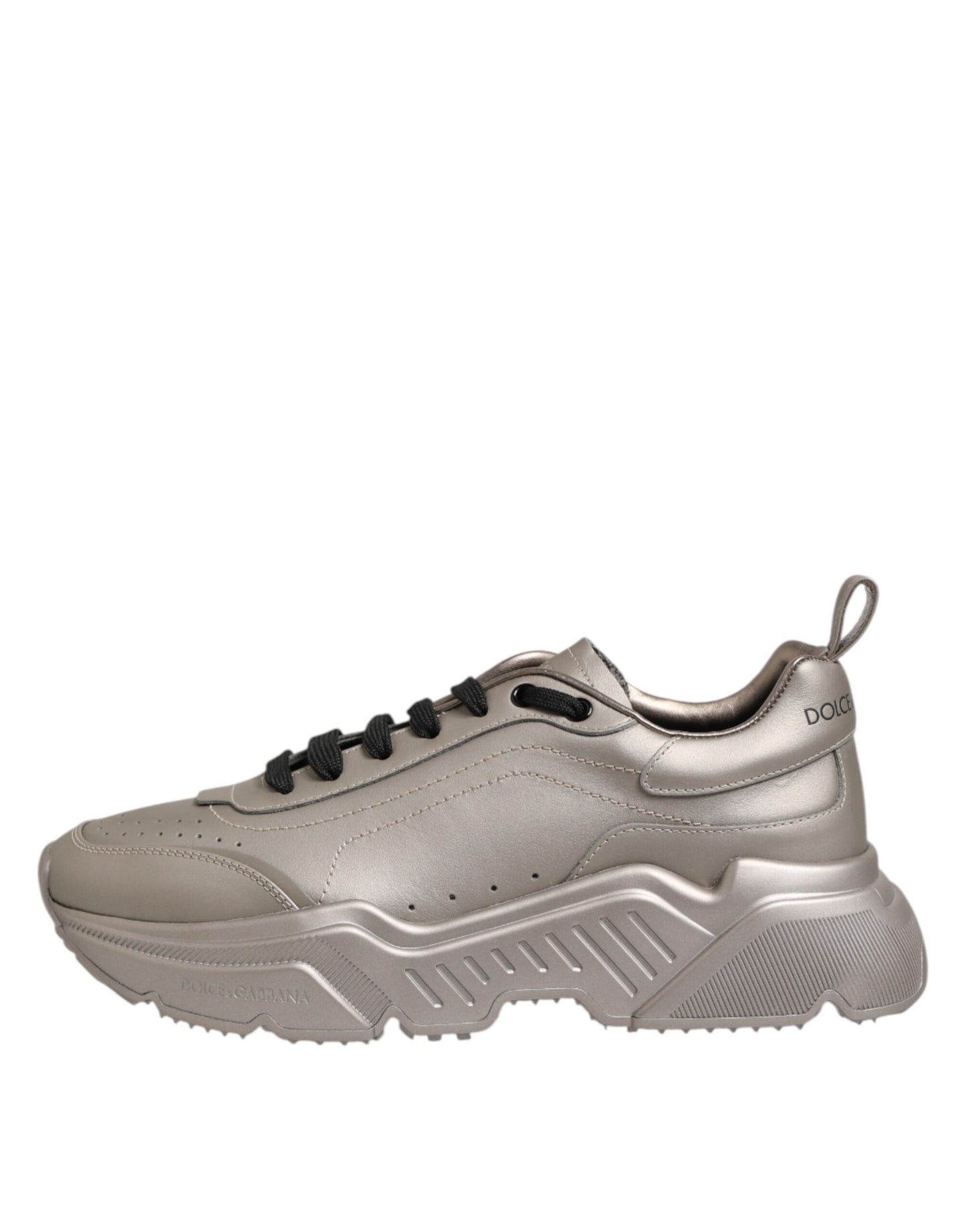 Dolce & Gabbana Silver DAYMASTER Leather Men Sneakers Shoes by Dolce & Gabbana
