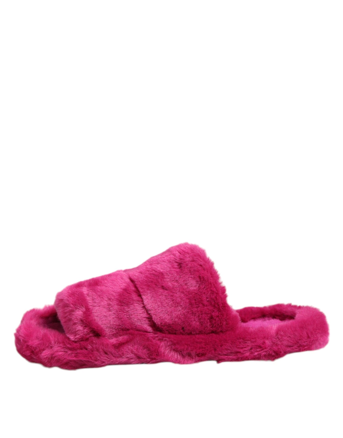 Sandales plates en fausse fourrure acrylique rose Dolce &amp; Gabbana pour homme
