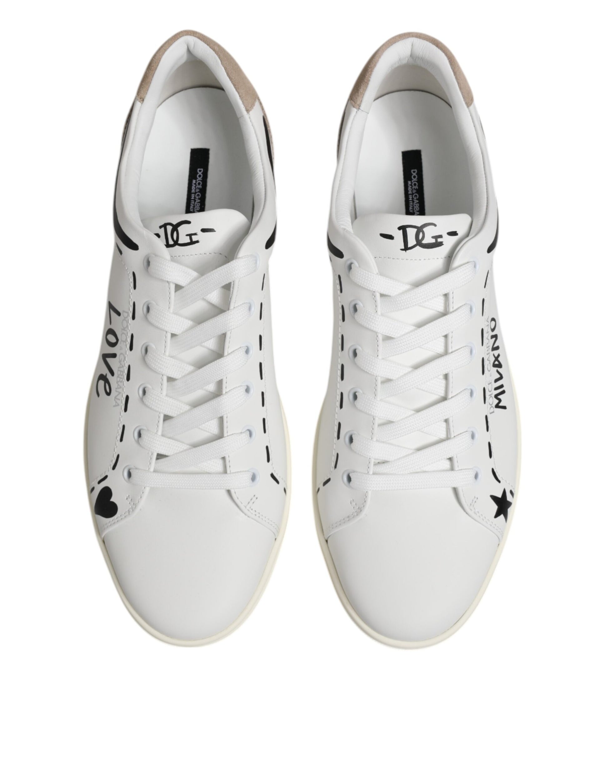 Dolce & Gabbana White Leather MILANO Low Top Sneakers Shoes by Dolce & Gabbana