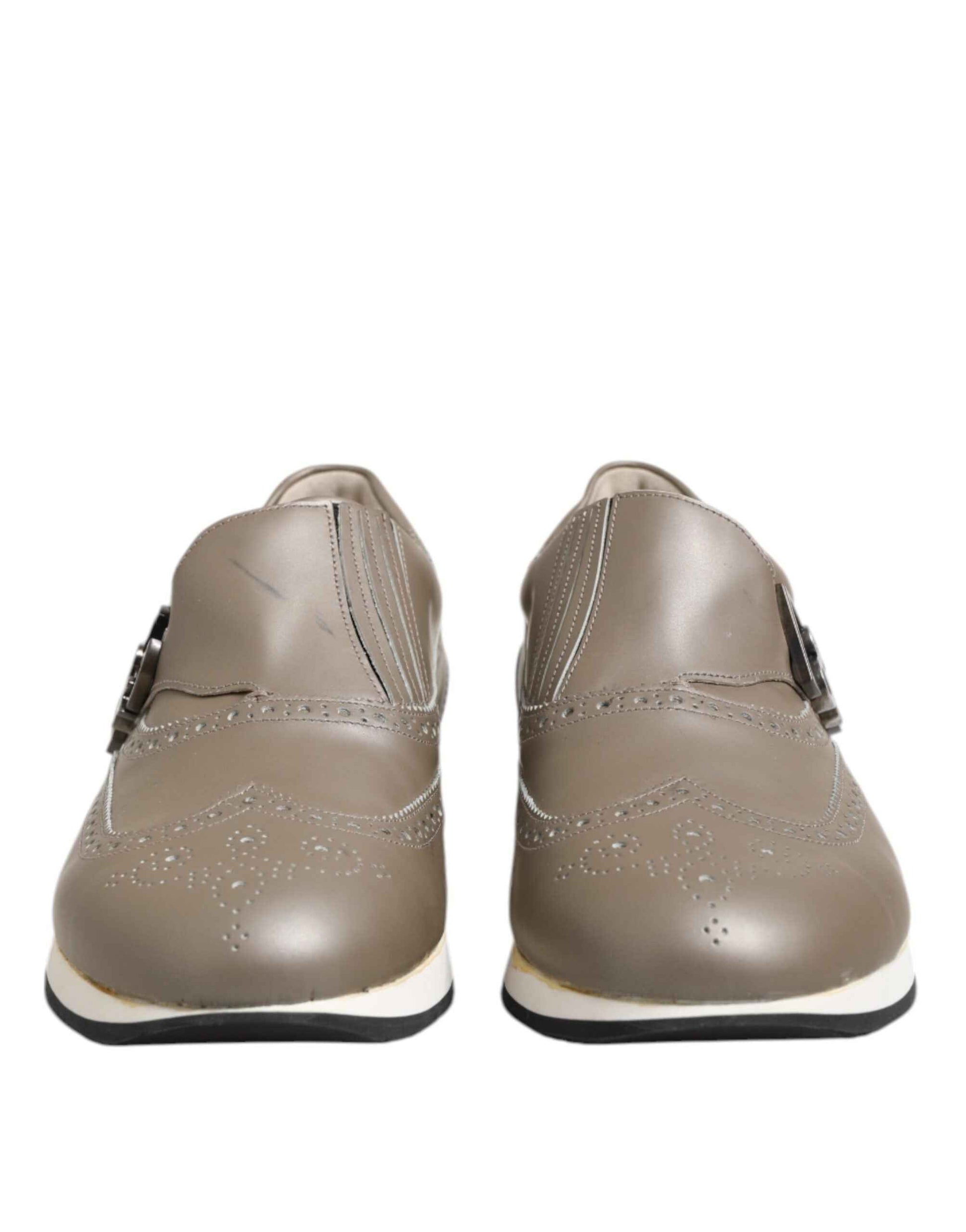 Dolce & Gabbana Lage Top Sneakers Kalfleer Bruin Elegant