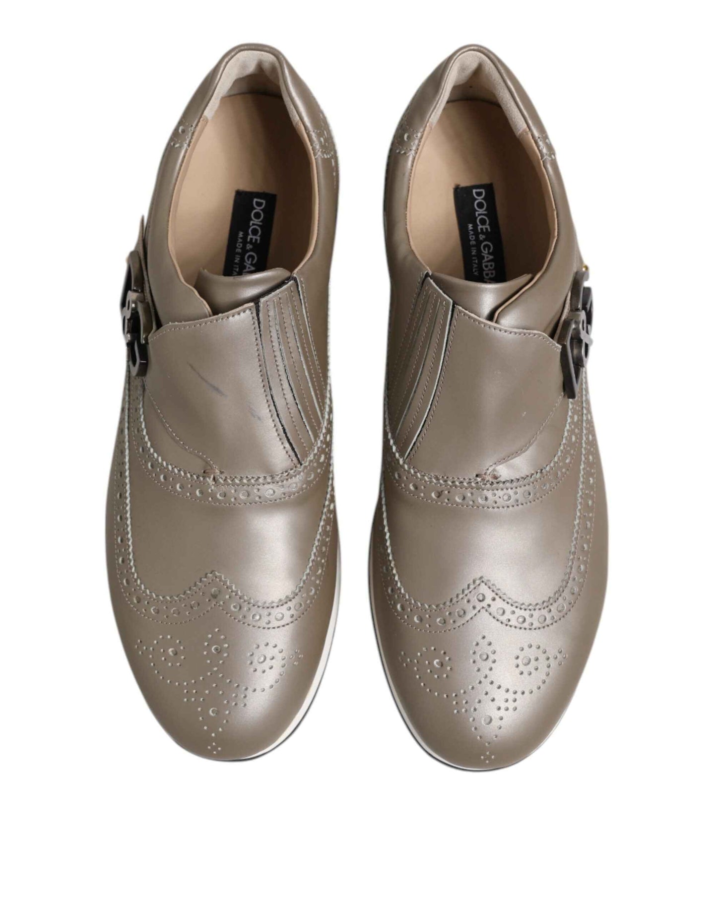 Dolce & Gabbana Lage Top Sneakers Kalfleer Bruin Elegant