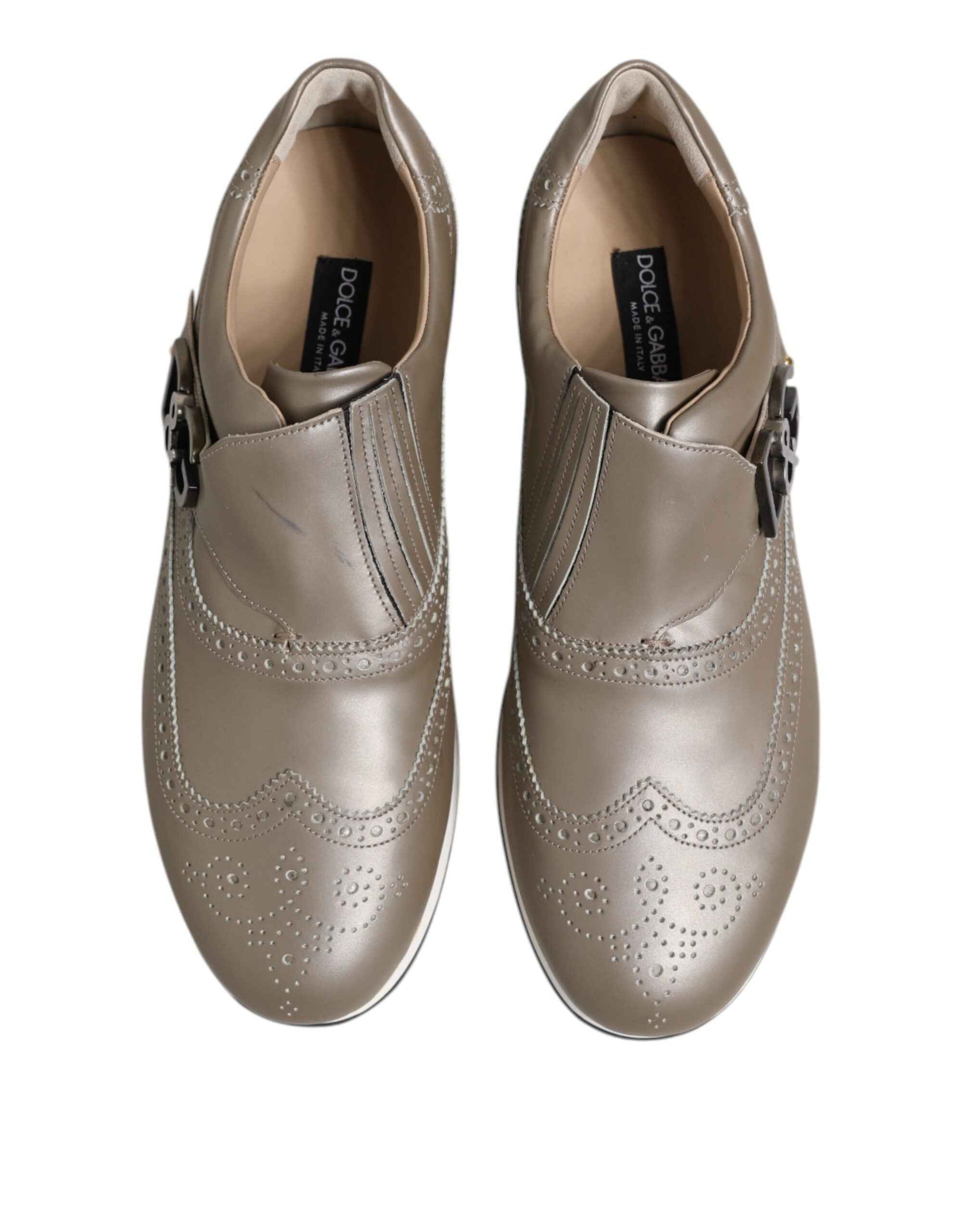 Dolce & Gabbana Lage Top Sneakers Kalfleer Bruin Elegant