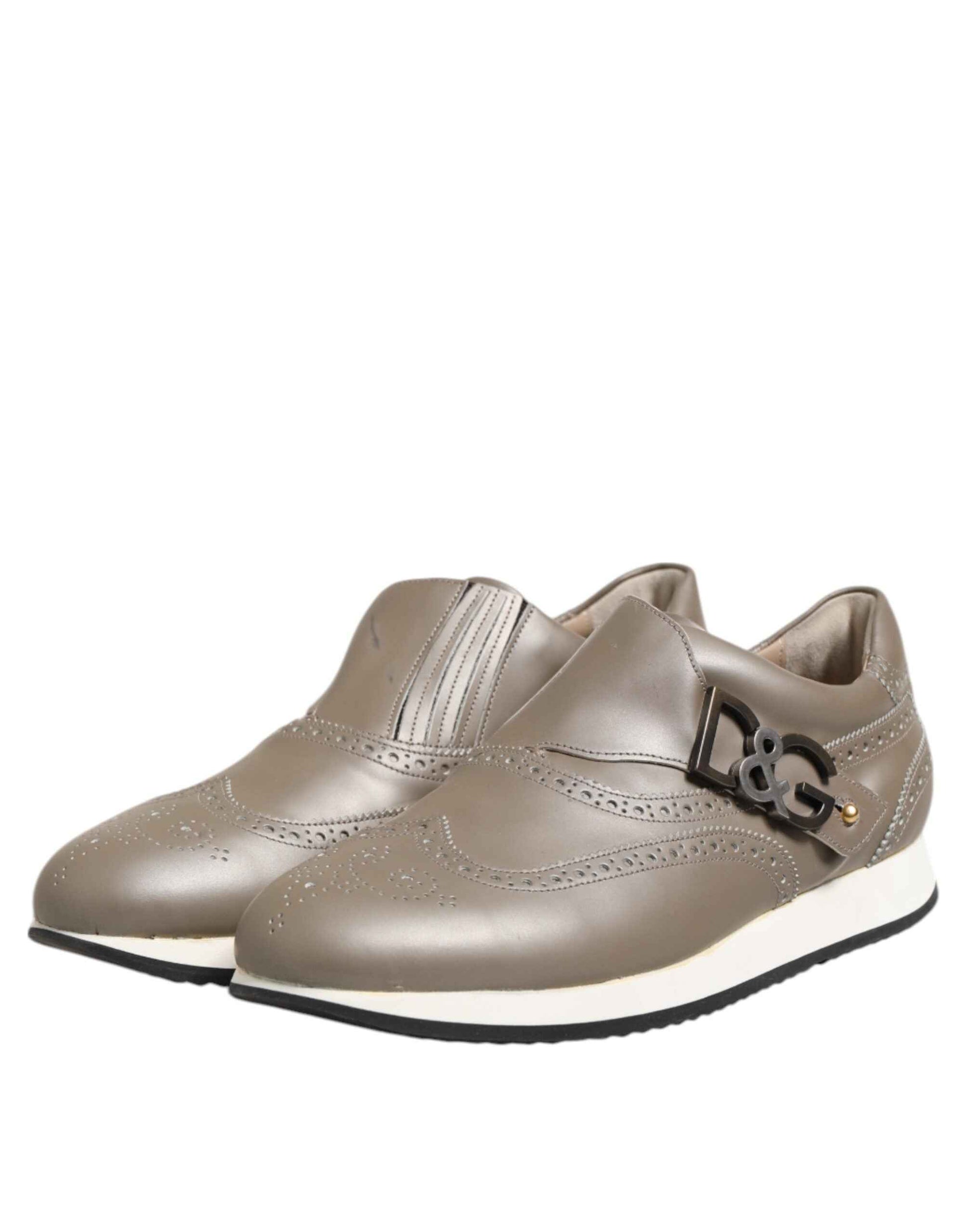 Dolce & Gabbana Lage Top Sneakers Kalfleer Bruin Elegant