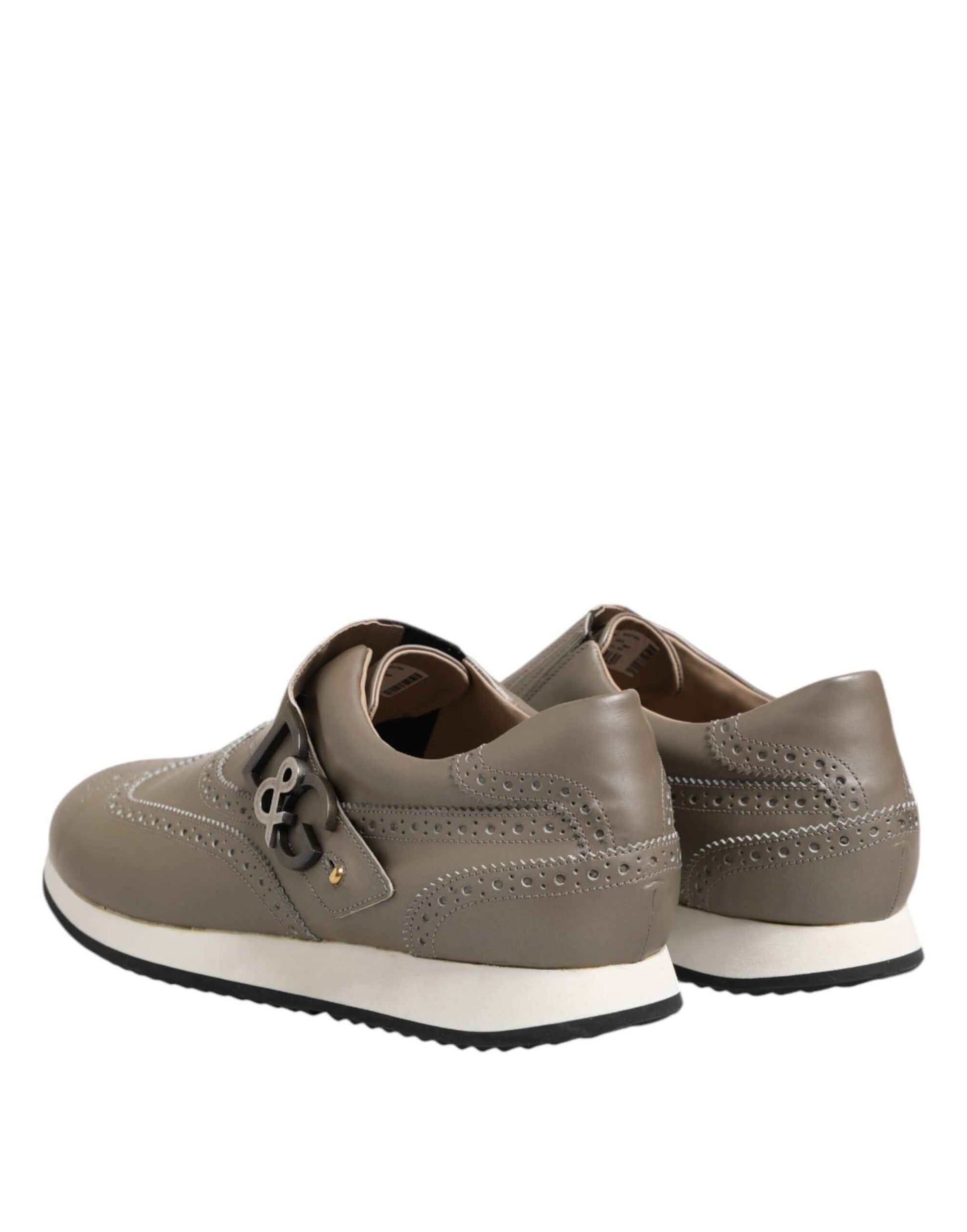 Dolce & Gabbana Lage Top Sneakers Kalfleer Bruin Elegant