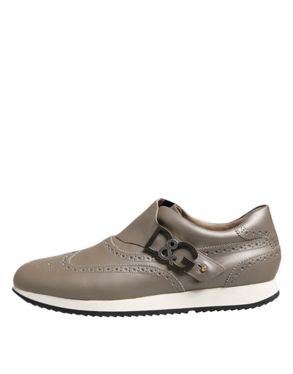 Dolce & Gabbana Lage Top Sneakers Kalfleer Bruin Elegant