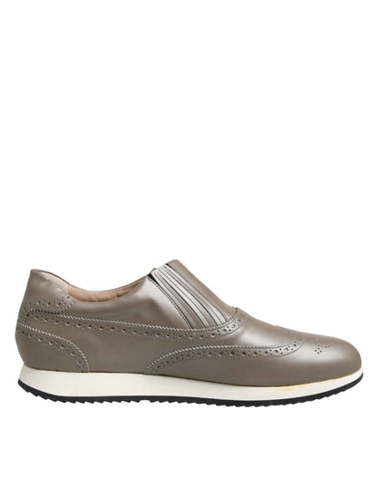 Dolce & Gabbana Lage Top Sneakers Kalfleer Bruin Elegant