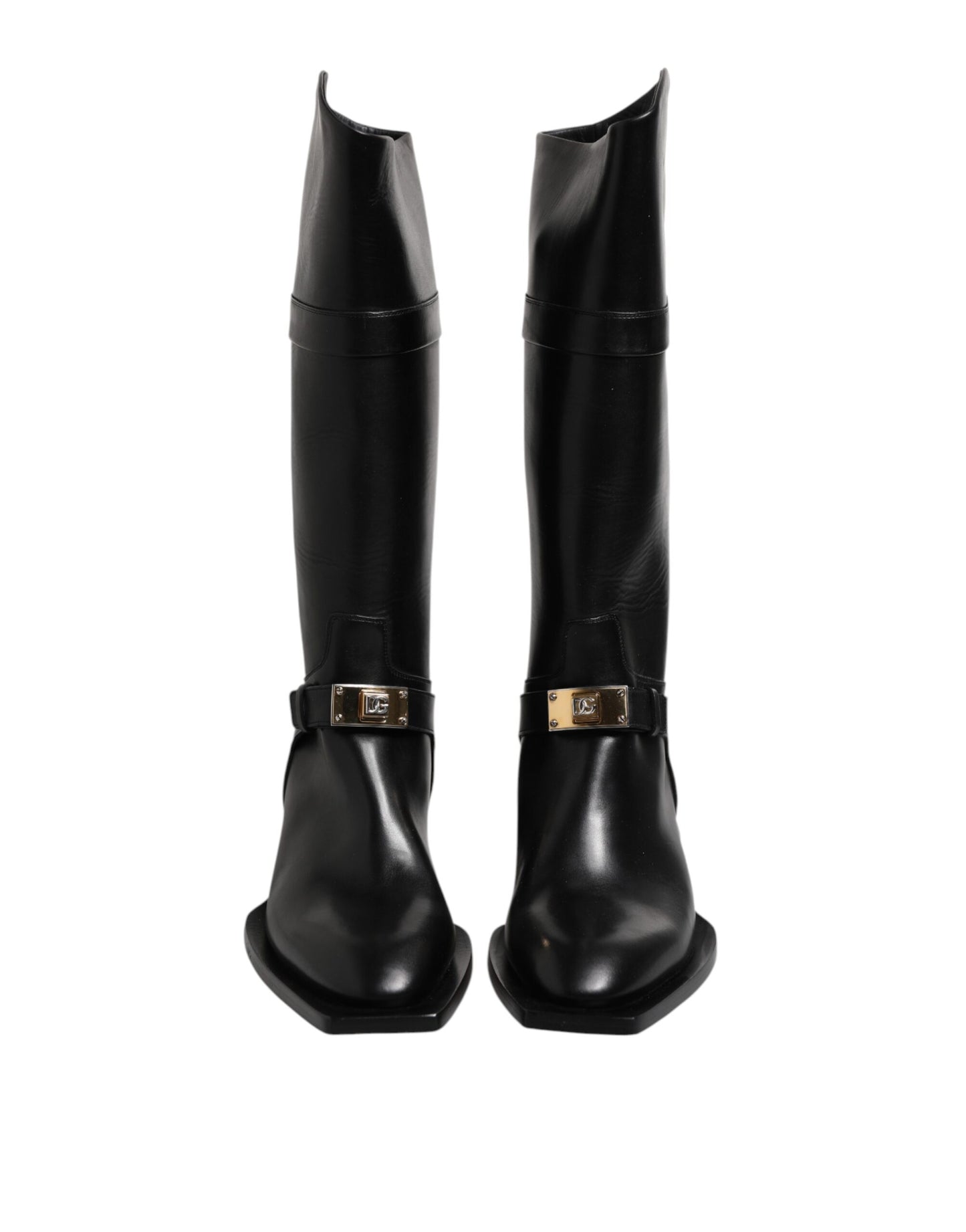 Dolce & Gabbana Black Leather High Boots Flats Shoes by Dolce & Gabbana