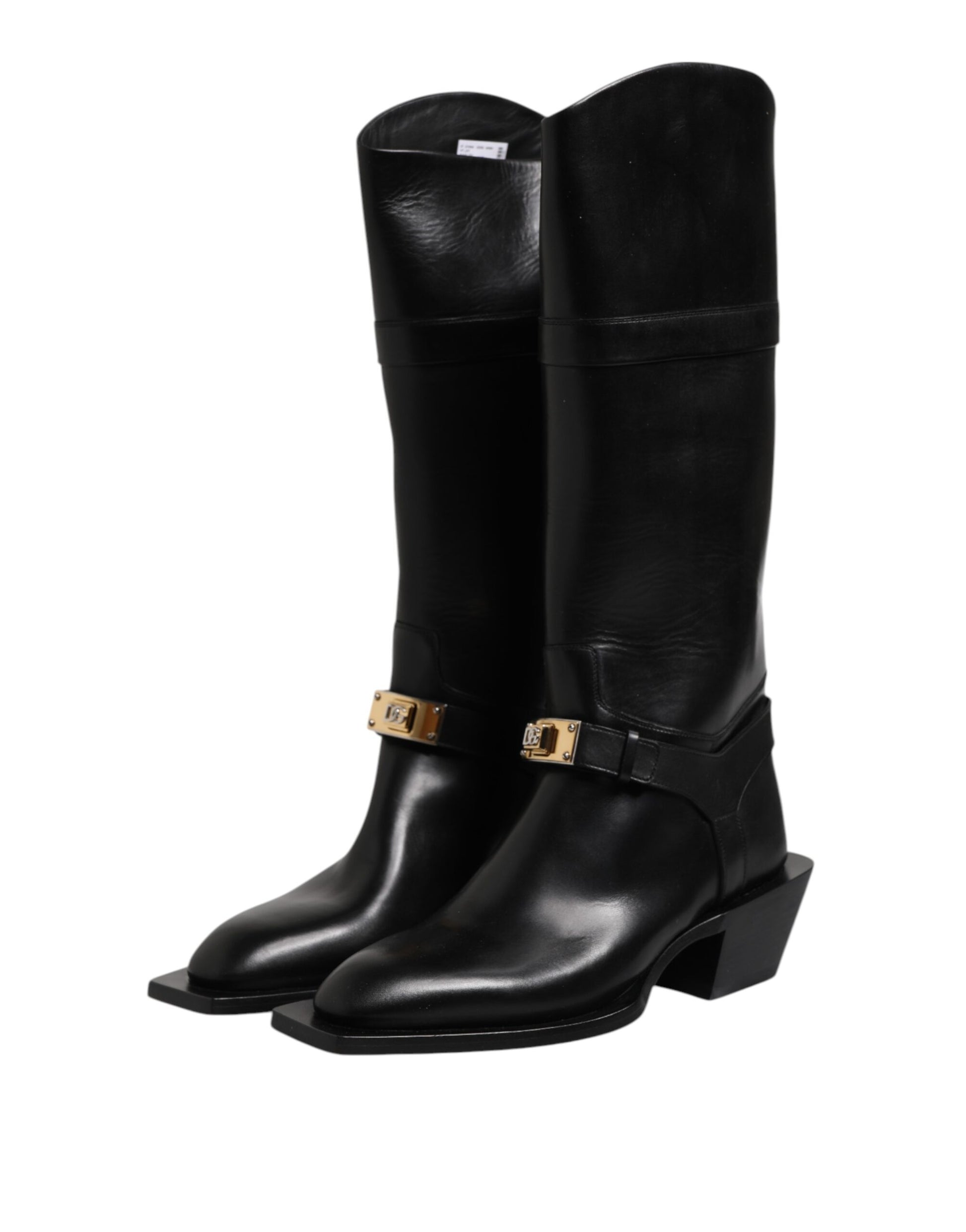Dolce & Gabbana Black Leather High Boots Flats Shoes by Dolce & Gabbana