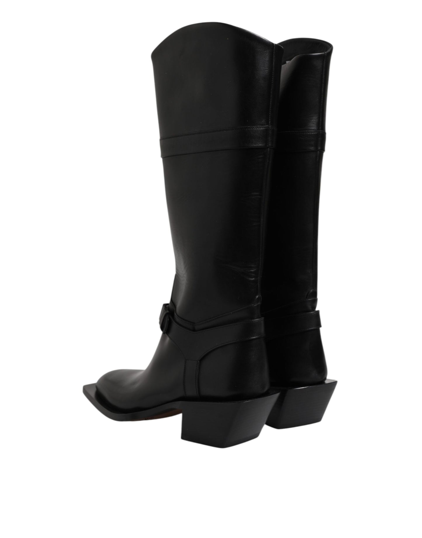 Dolce & Gabbana Black Leather High Boots Flats Shoes by Dolce & Gabbana