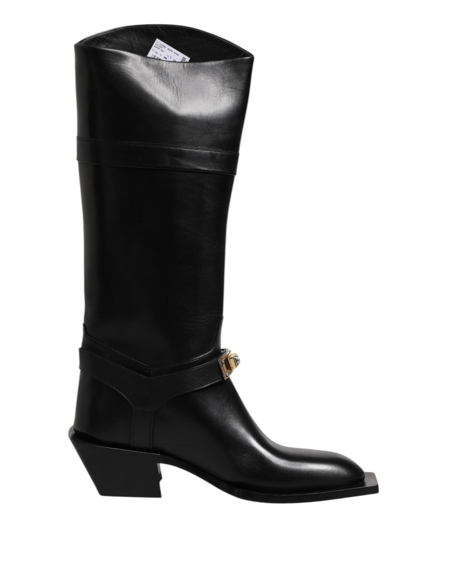 Dolce & Gabbana Black Leather High Boots Flats Shoes by Dolce & Gabbana