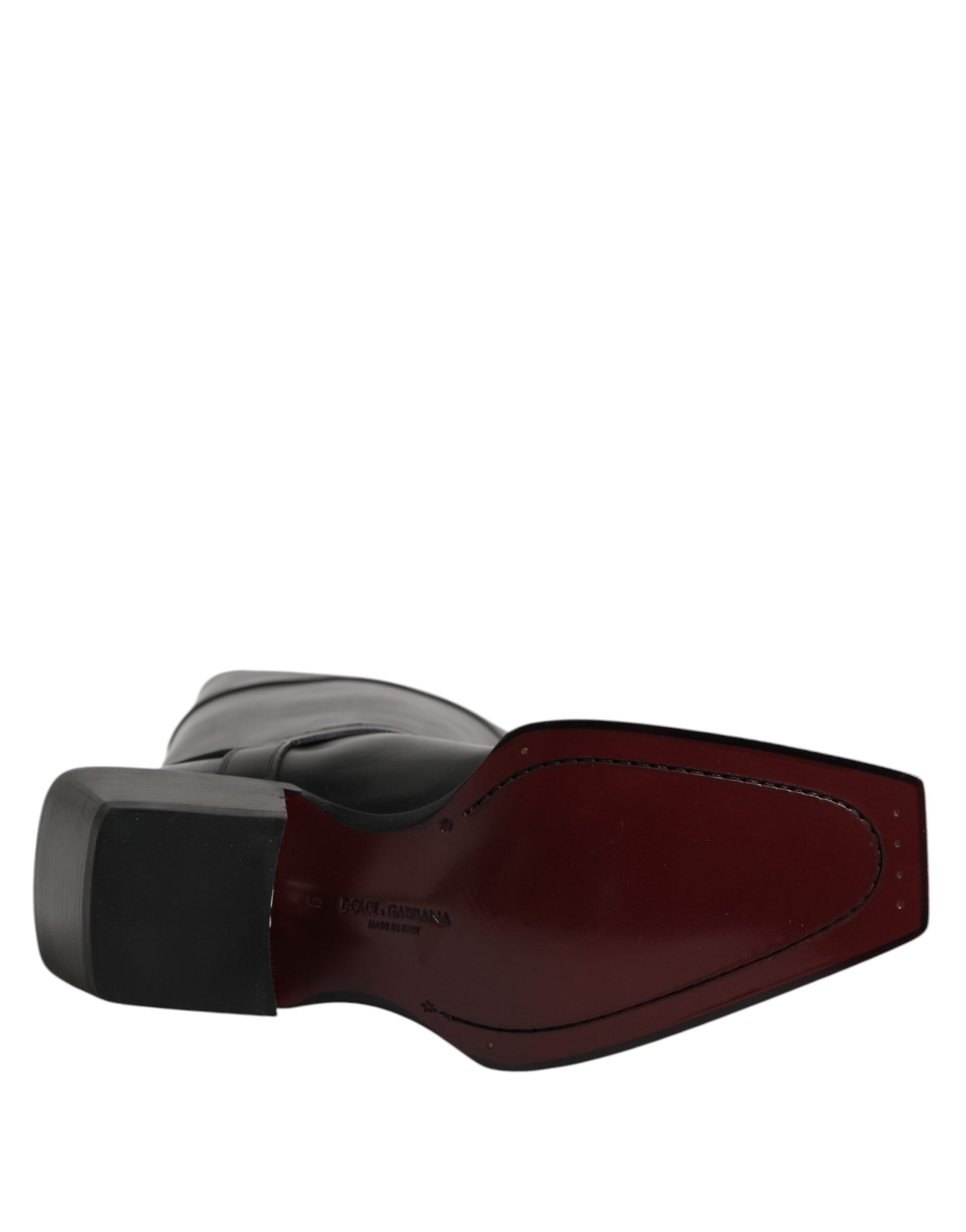 Dolce & Gabbana Black Leather High Boots Flats Shoes by Dolce & Gabbana
