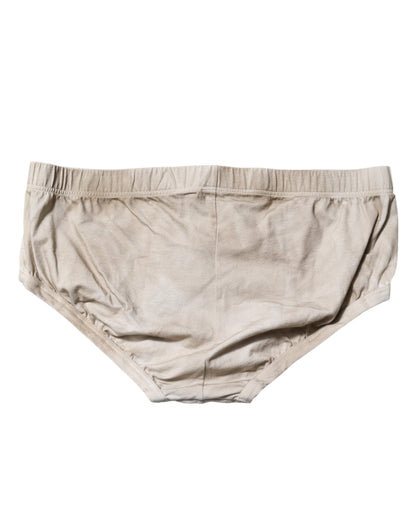 Dolce &amp; Gabbana Gray Cotton Stretch Regular Men Brief Underwear