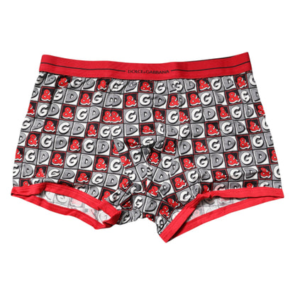 Dolce &amp; Gabbana Red Cotton Logo Print Regular Boxer Underwear