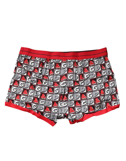 Dolce &amp; Gabbana Red Cotton Logo Print Regular Boxer Underwear
