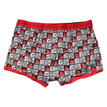 Dolce &amp; Gabbana Red Cotton Logo Print Regular Boxer Underwear