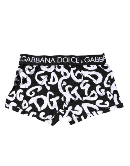 Boxer classique Dolce &amp; Gabbana à imprimé logo noir et blanc
