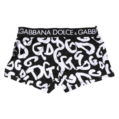 Boxer classique Dolce &amp; Gabbana à imprimé logo noir et blanc