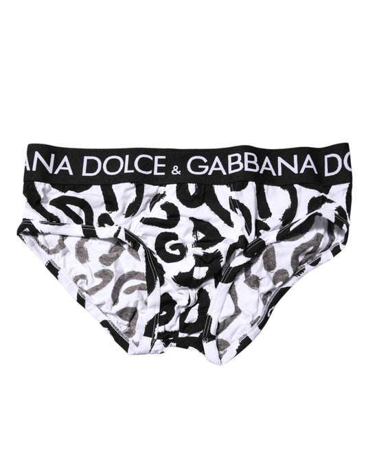 Sous-vêtement classique Dolce &amp; Gabbana à imprimé logo noir et blanc