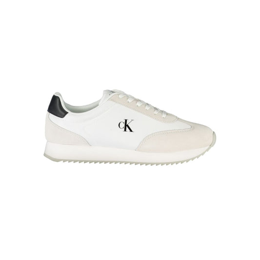 Calvin Klein Men Sneaker Leather White With Black Details
