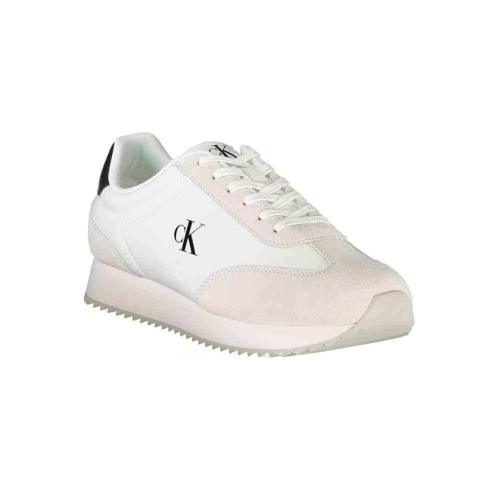 Calvin Klein Men Sneaker Leather White With Black Details