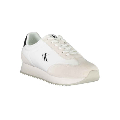 Calvin Klein Men Sneaker Leather White With Black Details