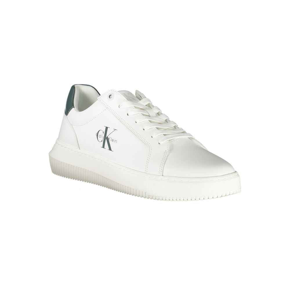 Calvin Klein White Leather Sneaker Green Accents Men