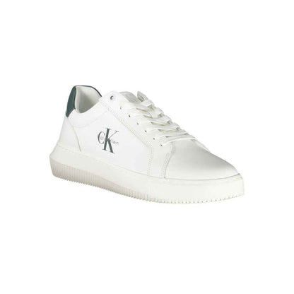 Calvin Klein White Leather Sneaker Green Accents Men