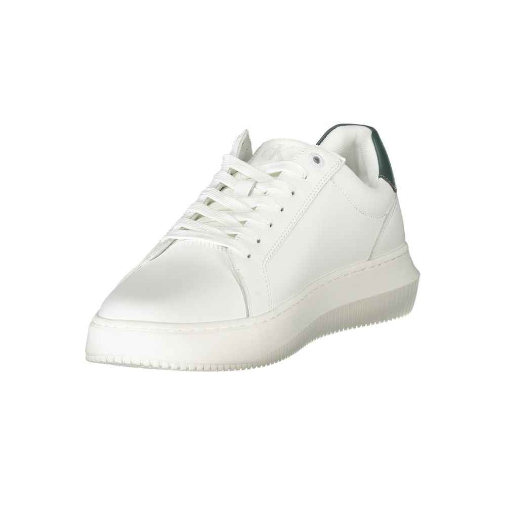 Calvin Klein White Leather Sneaker Green Accents Men