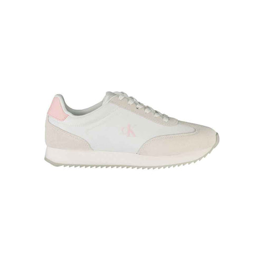 Calvin Klein White Leather Women Sneaker With Pink Accents
