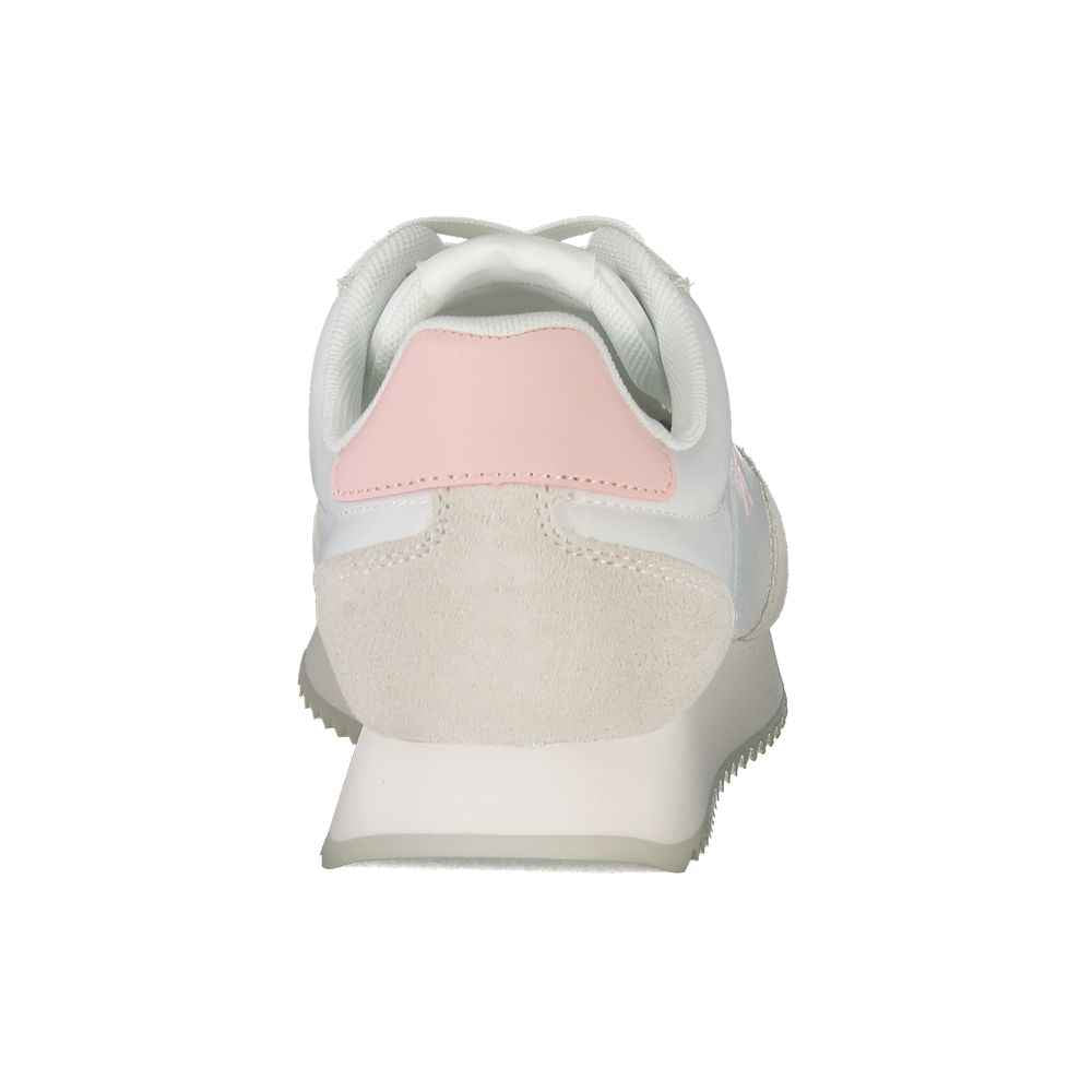 Calvin Klein White Leather Women Sneaker With Pink Accents